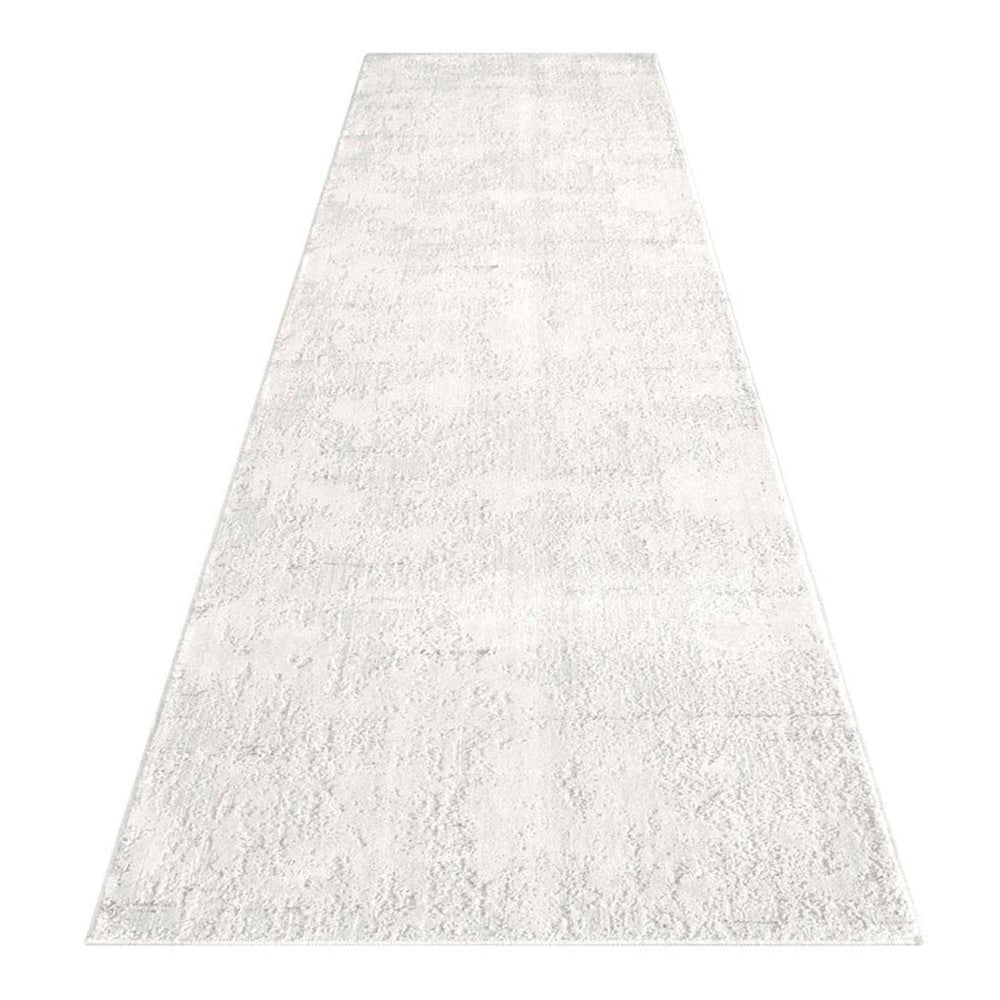 White,soft grey carpet hall runner. 