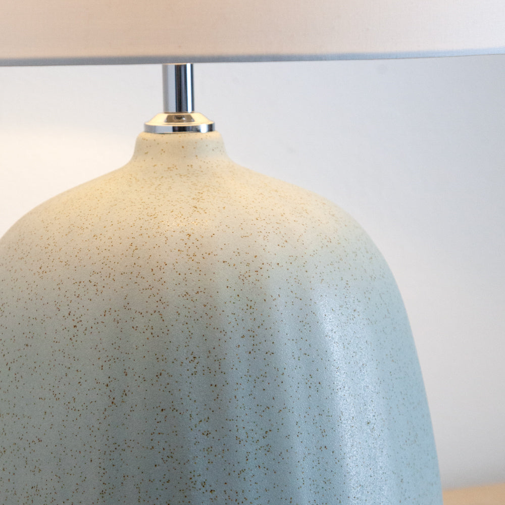 Close up of glaze finish on lamp base.