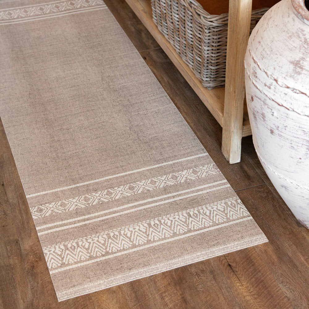 Natural coloured beija floor vinyl mat in with textile texture. 