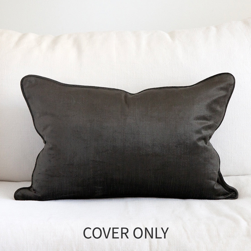 Crushed Velvet Cushion Graphite Cover Only 40x60cm