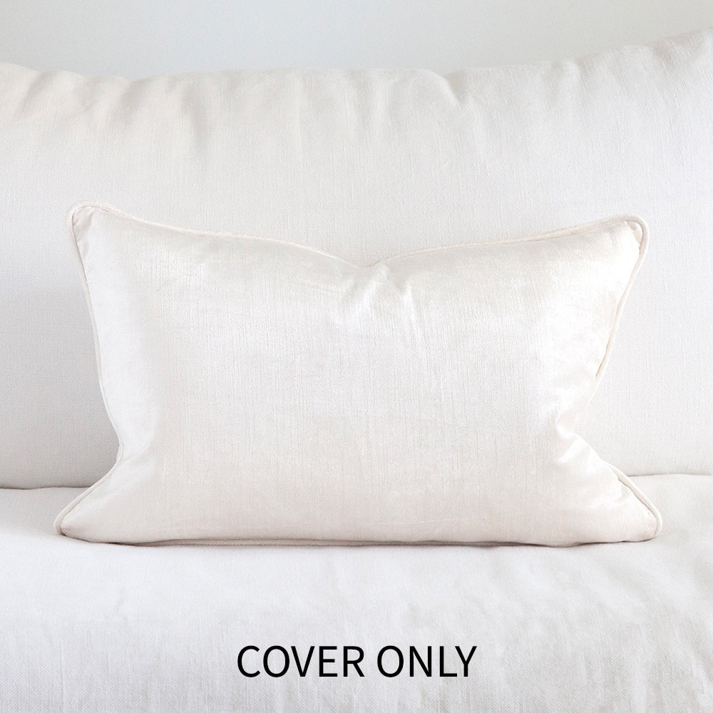 Crushed Velvet Cushion Ivory Cover Only 40x60cm