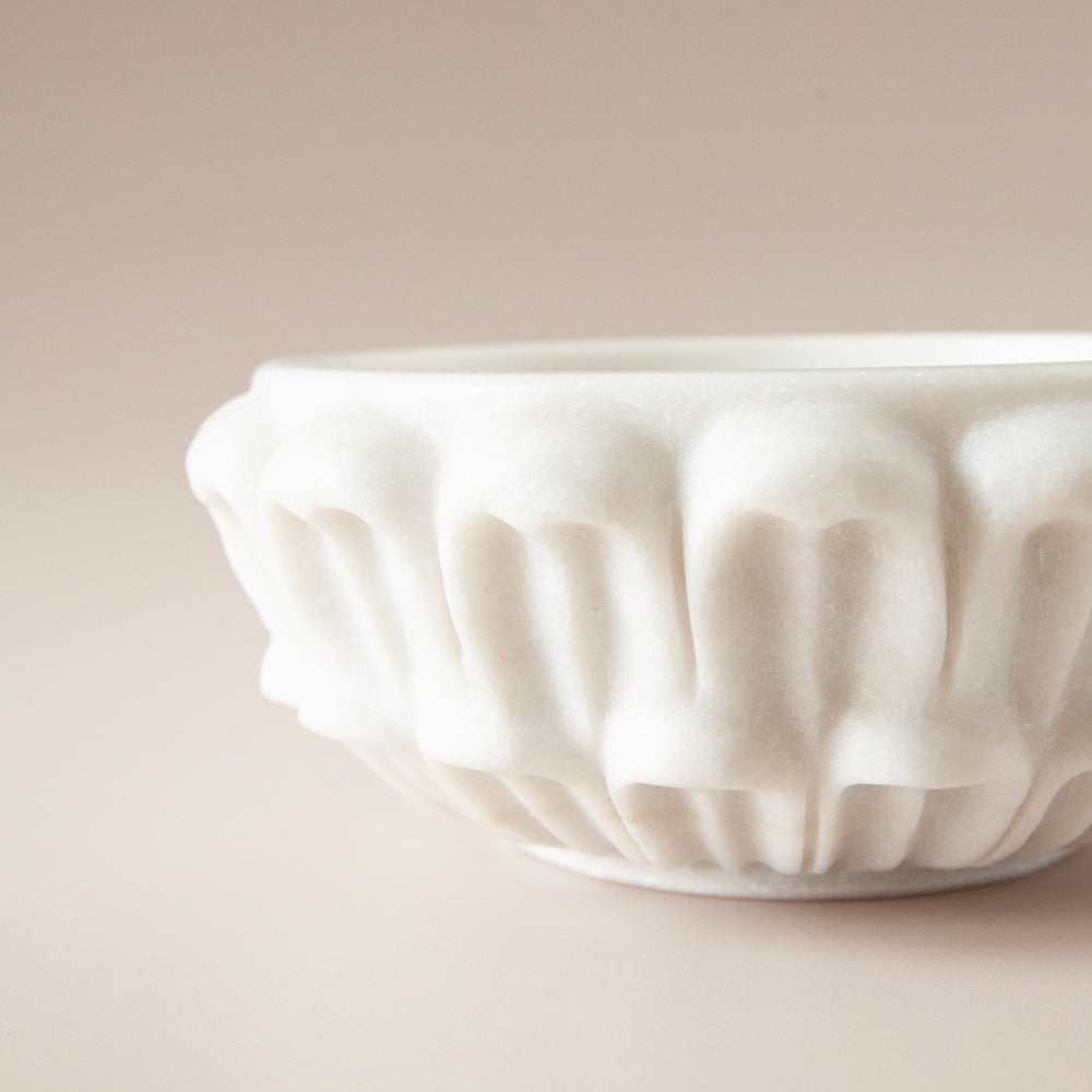 Decorative white marble bowl.
