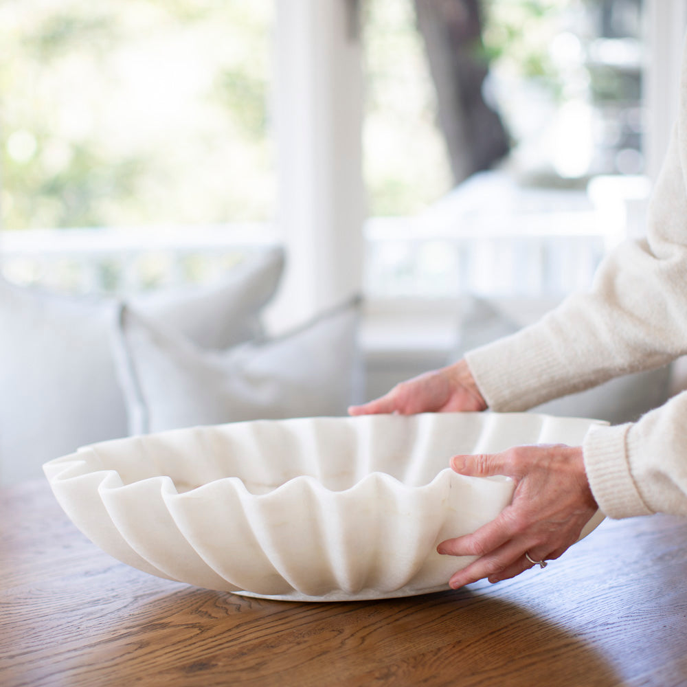 Fluted Marble Bowl Pepperwhites by Tara Dennis