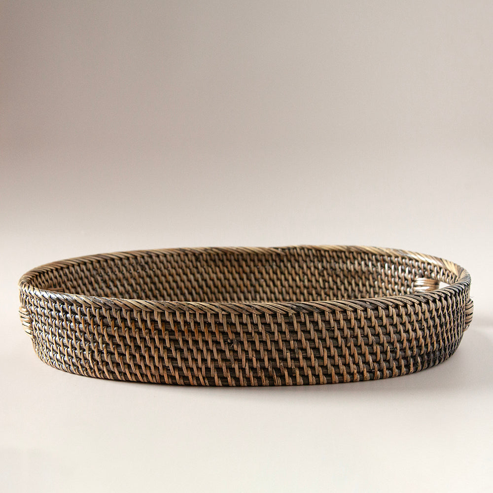 Brown Rattan Oval Tray