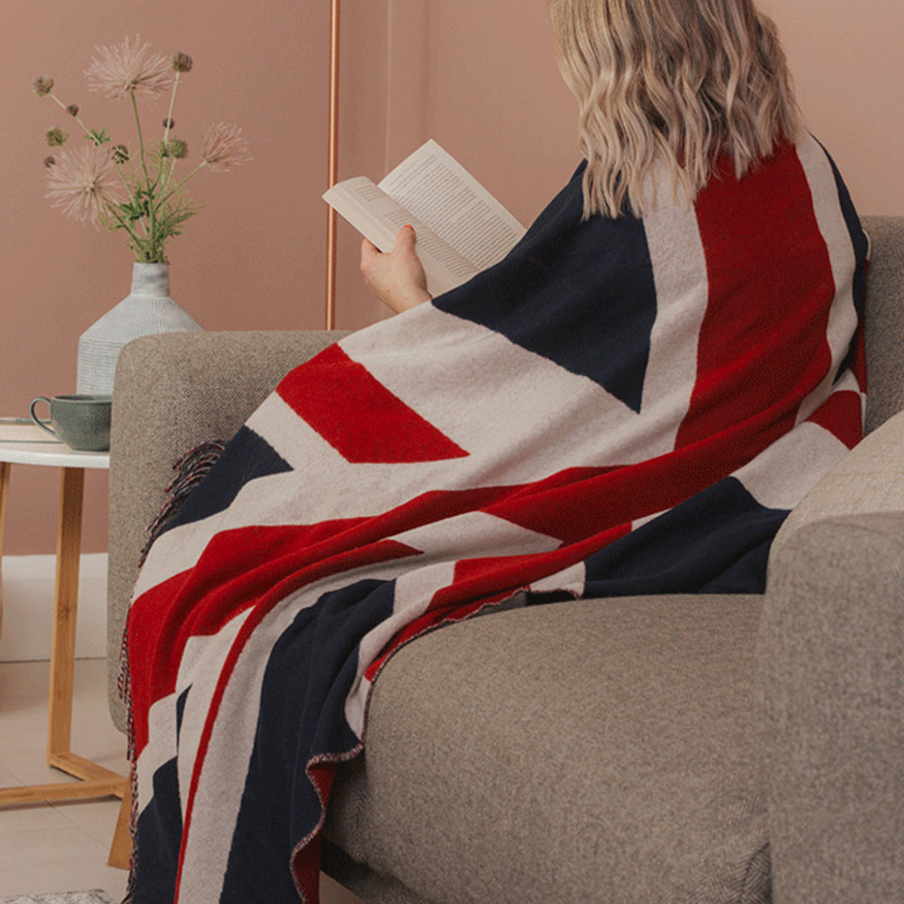Bronte By Moon Union Jack Throw Blanket Pepperwhites by Tara Dennis