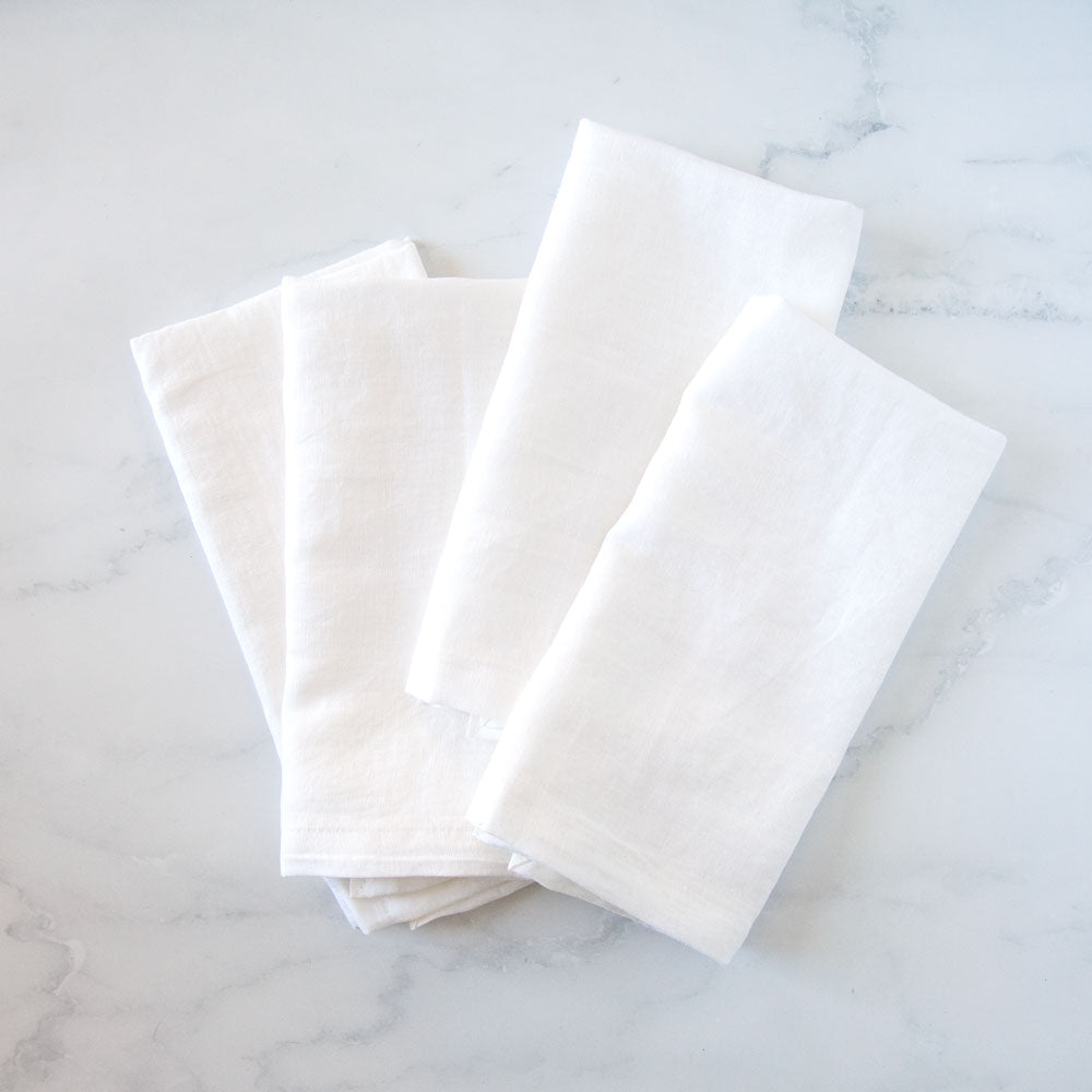 White Linen Napkins Set of 4 Pepperwhites by Tara Dennis