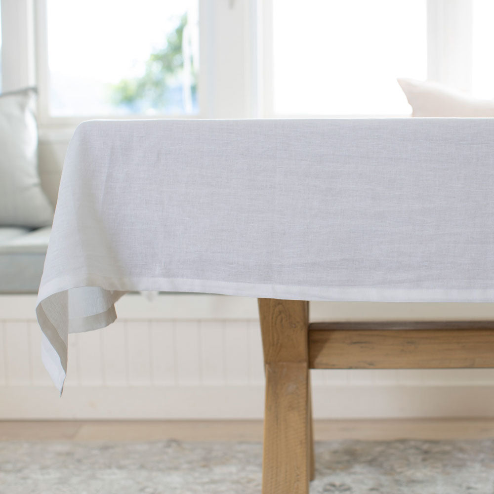 White Linen Tablecloth Pepperwhites by Tara Dennis