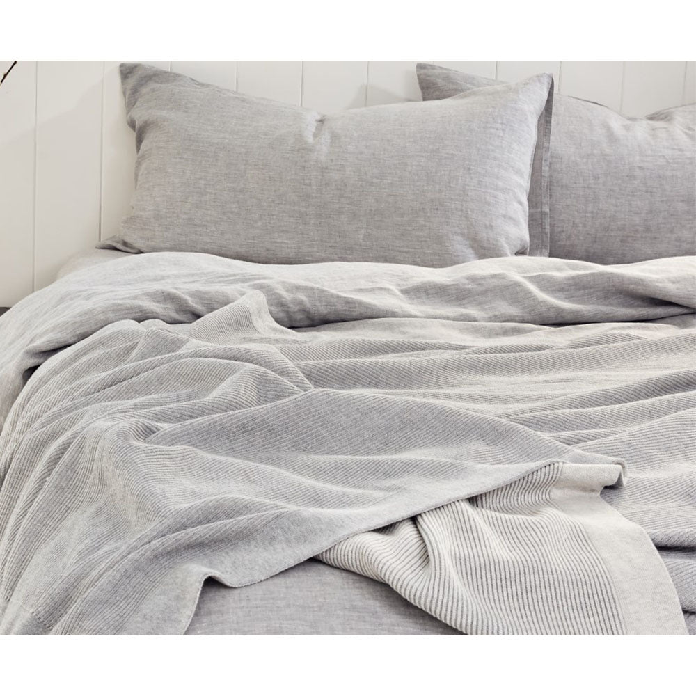 Cotton Reversible Rib Throw Bemboka Pepperwhites by Tara Dennis