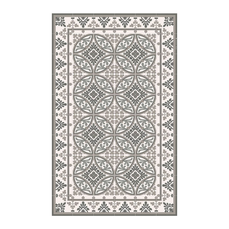 Barcelona vinyl floor mat. Grey and white tiled design.
