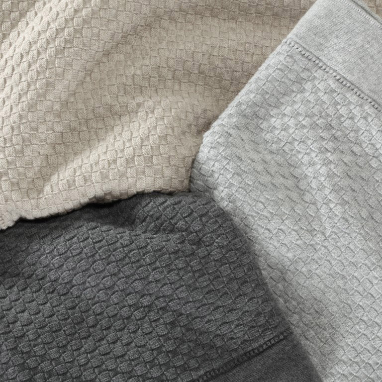 Cotton Basketweave Throw Bemboka Pepperwhites by Tara Dennis