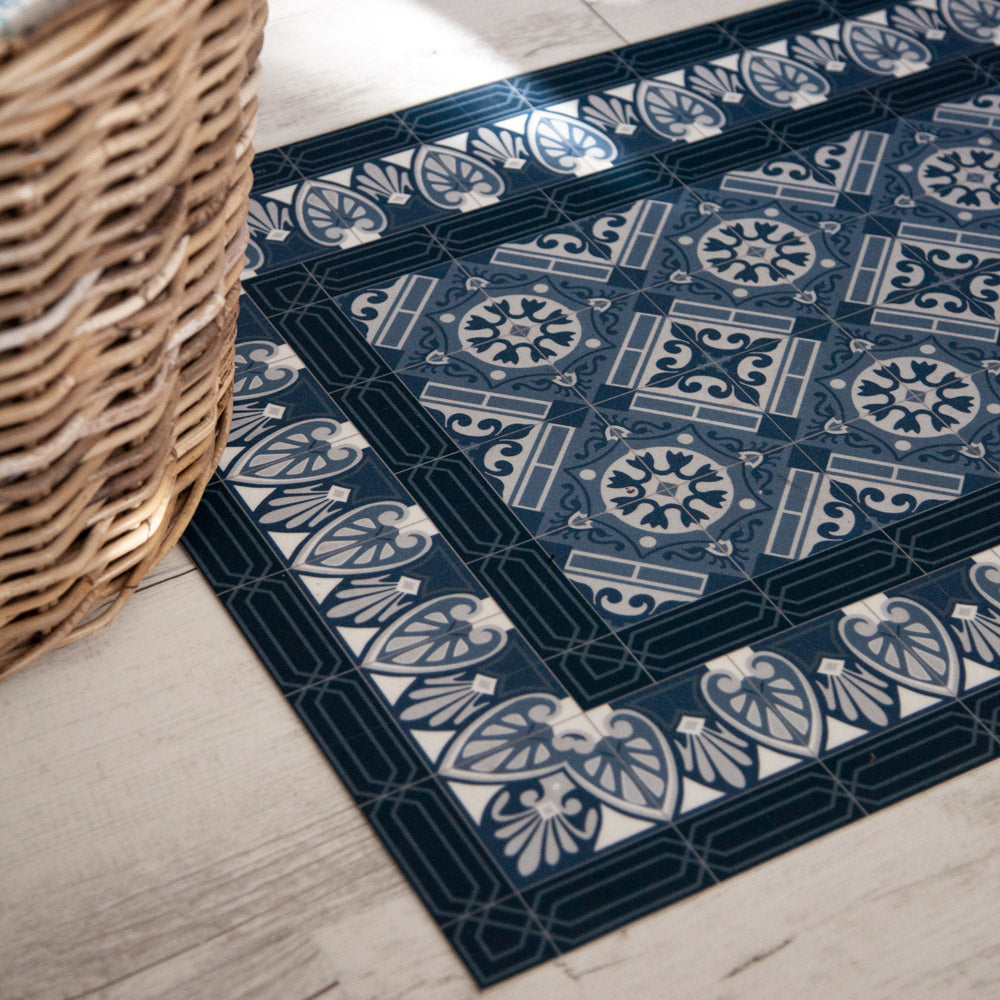 Flora Bella vinyl floor mat with basket.