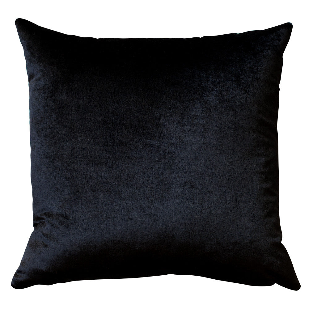 Square black velvet cushion