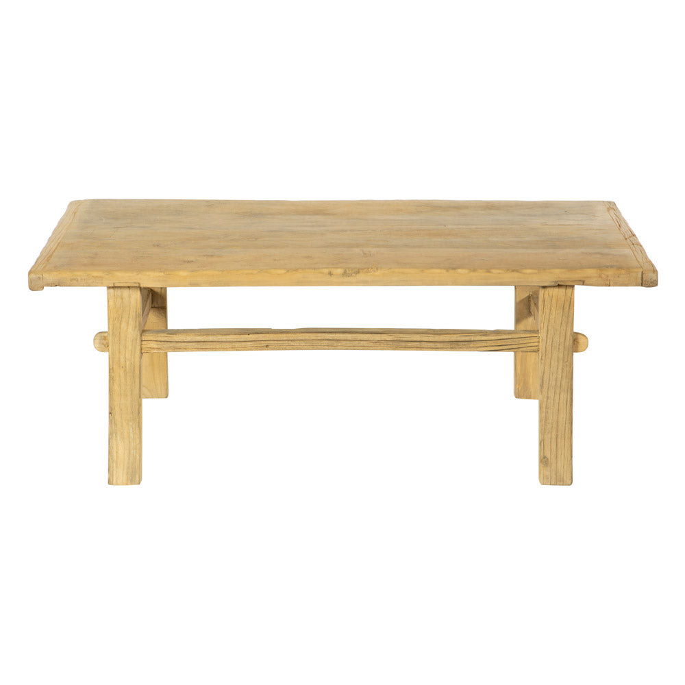 Rustic elm wood rectangular coffee table.