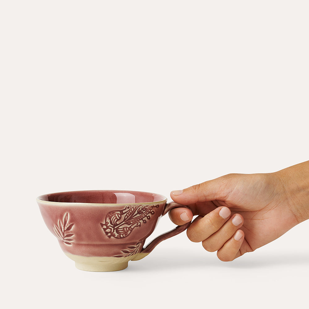 Sthal Arabesque Tea Cup "Old Rose" with hand through handle .