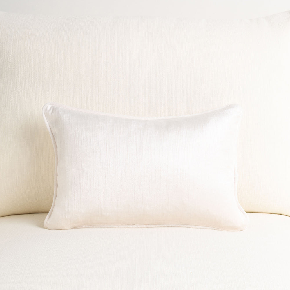 Crushed Velvet Cushion Ivory 30x45cm