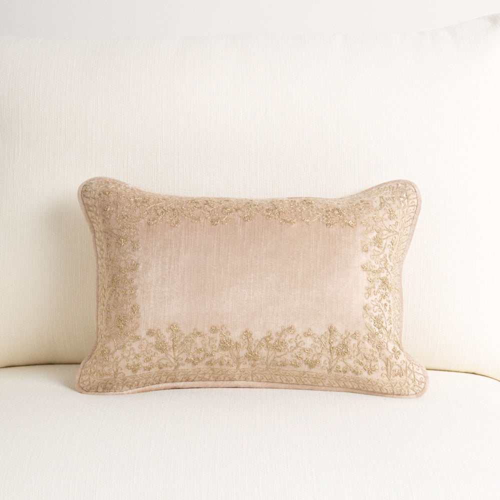 Dusk Pink Embroidered Cushion 30x45cm