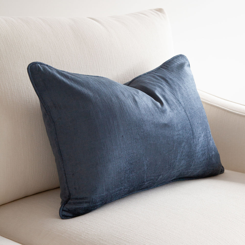 Crushed Velvet Cushion Atlantic Blue 40x60cm