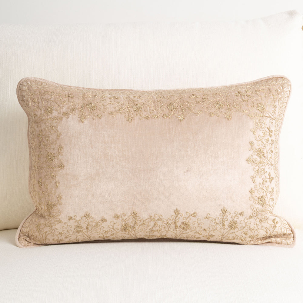 Dusk Pink Embroidered Cushion 40x60cm