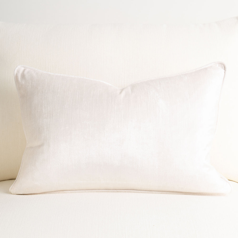 Crushed Velvet Cushion Ivory 40x60cm