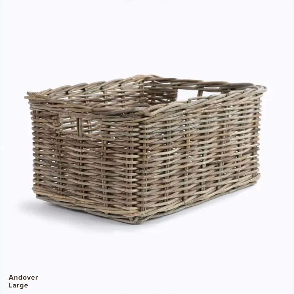 Rectangular wicker storage basket. 