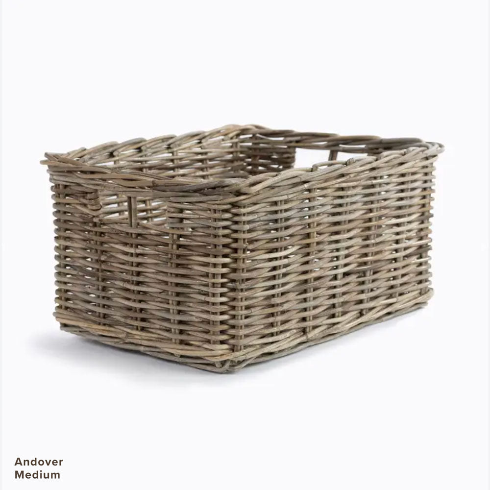 Rectangular wicker storage basket. 