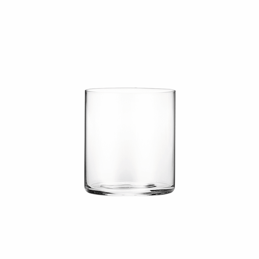 Slim line clear glass tumbler.