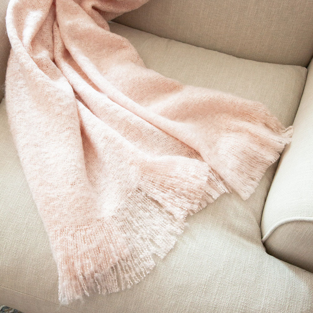 Fringe Throw Blanket Pink