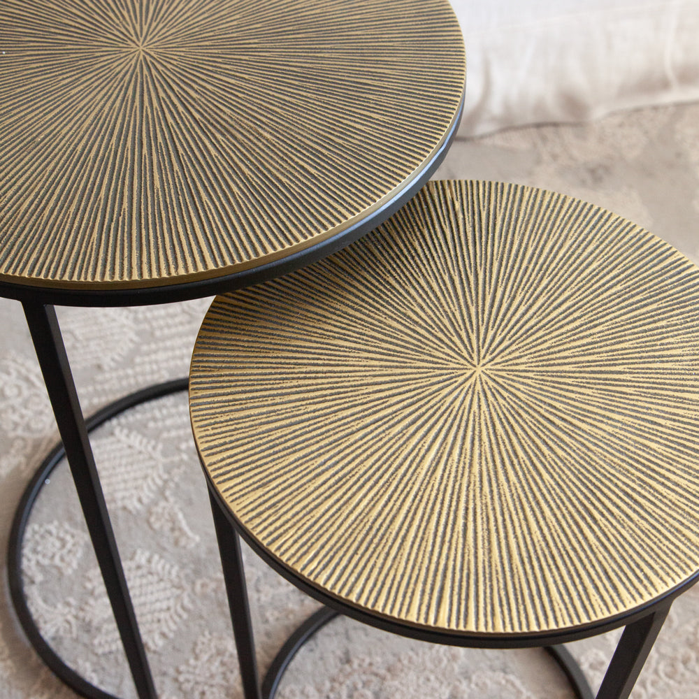 Madison Side Table Ant. Brass Set/2