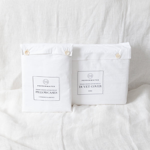 Organic Washed Cotton King Duvet Set | Pepperwhites by Tara Dennis