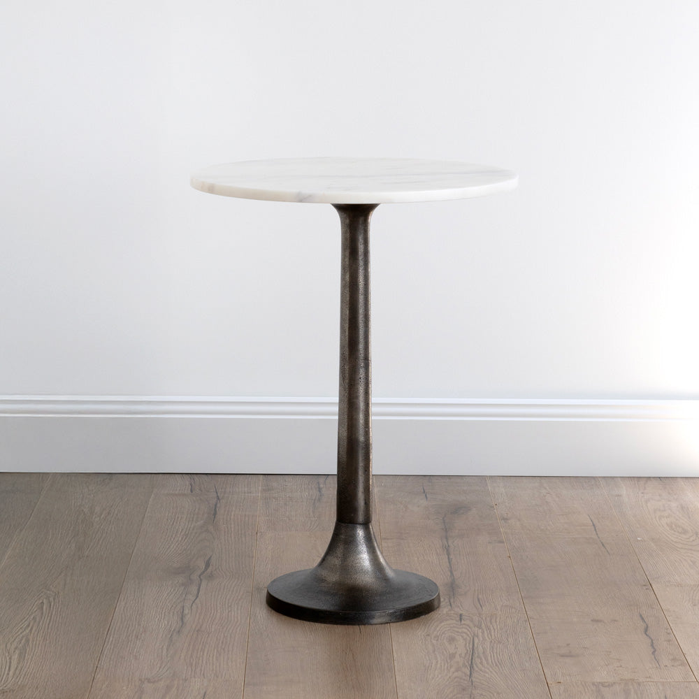 Soho Side Table Tall Ant. Silver Base