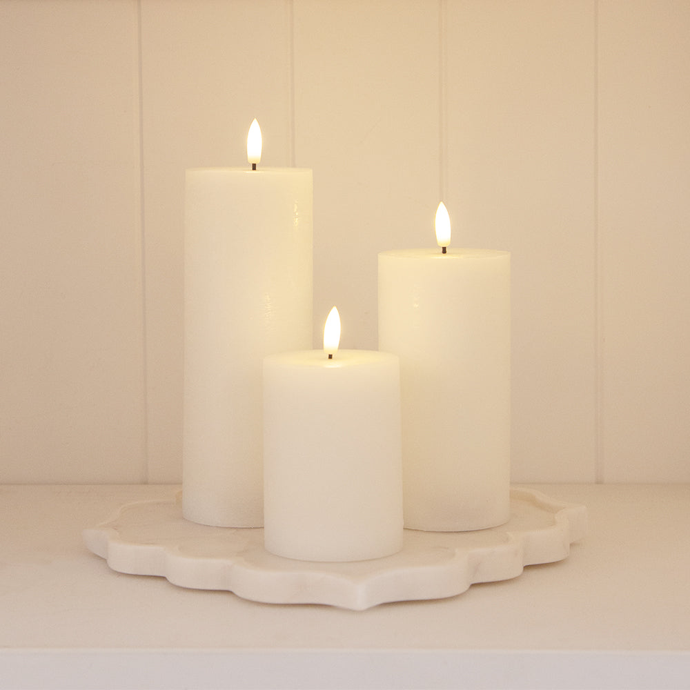 Amalfi Flameless Candle White 7.5x20cm