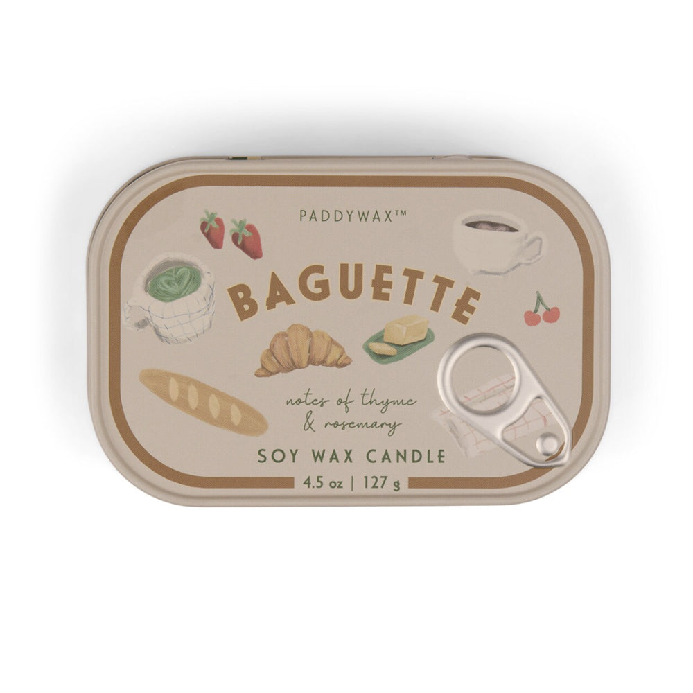 Scented Soy Wax Candle in Decorative Tin - French Baguette