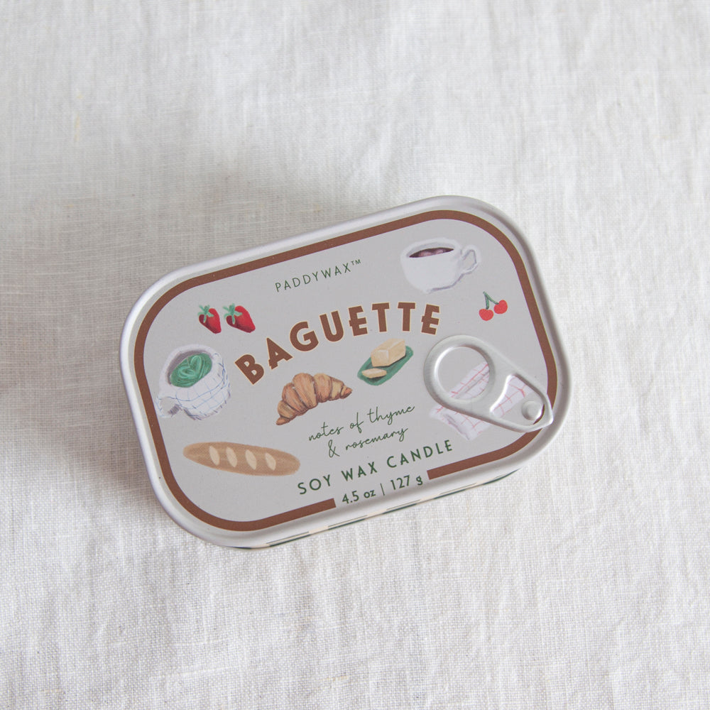 Scented Soy Wax Candle in Decorative Tin - French Baguette