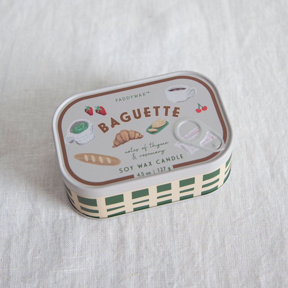 Scented Soy Wax Candle in Decorative Tin - French Baguette