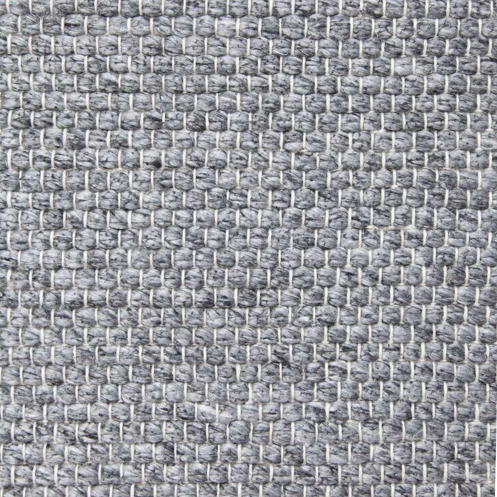 Close up of charcoal grey indoor outdoor rug.