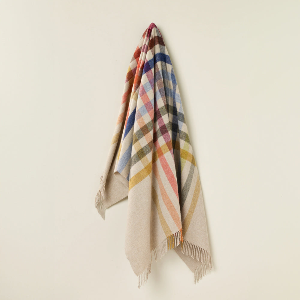 Bronte By Moon Beige multi coloured stripe throw. 