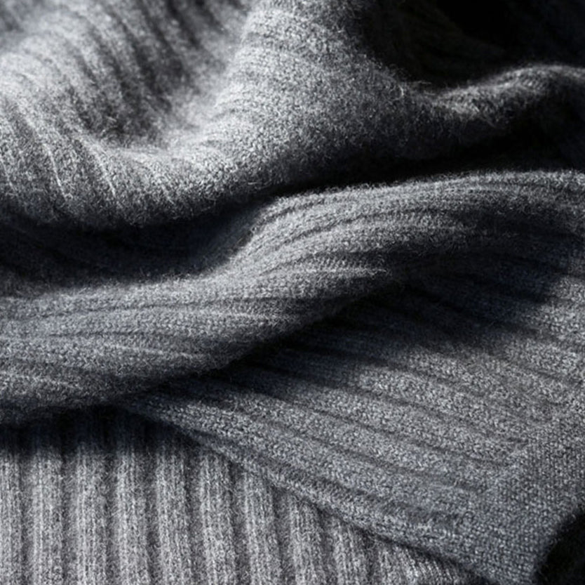 Grey Ribbed Throw Bemboka Angora Merino Wide Rib Throw | Pepperwhites by Tara Dennis