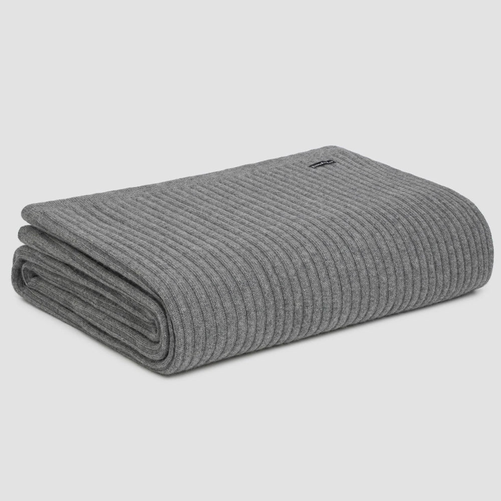 Grey Ribbed Throw Bemboka Angora Merino Wide Rib Throw | Pepperwhites by Tara Dennis
