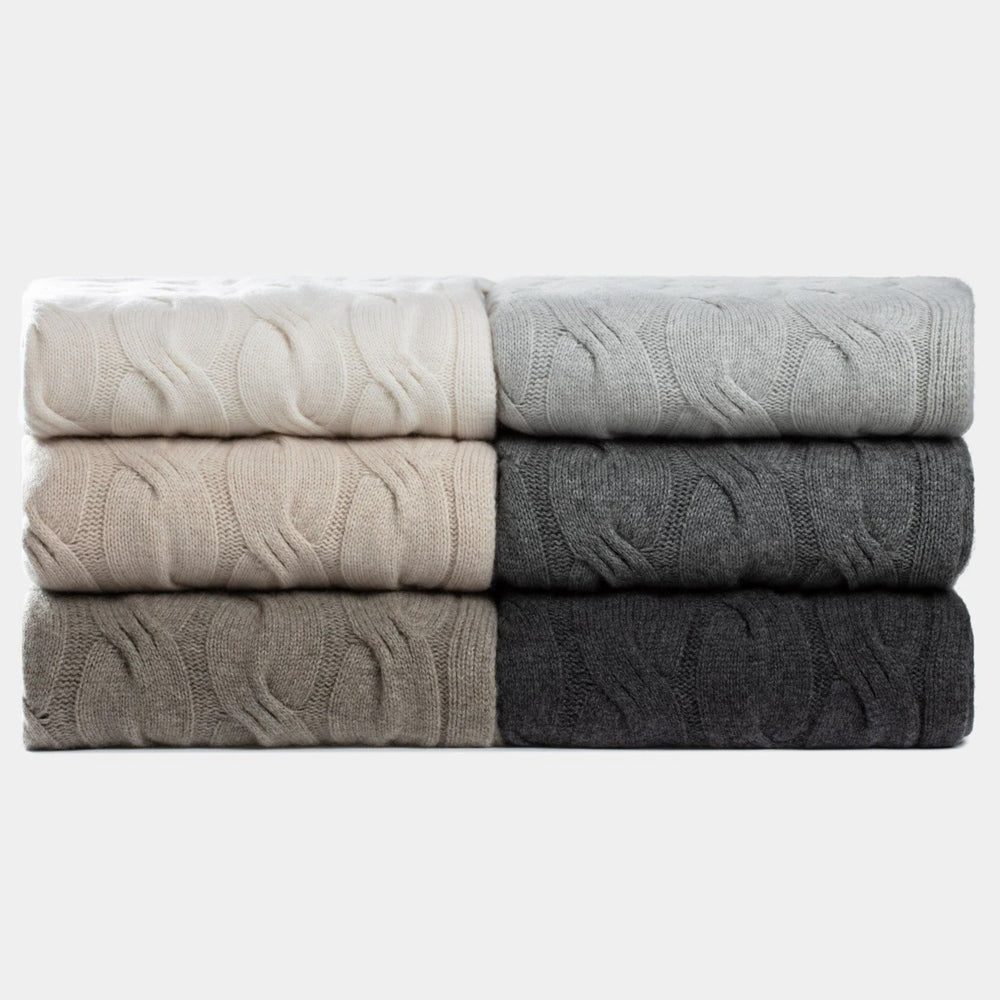 Bemboka chunky cable knit throws in six colours.