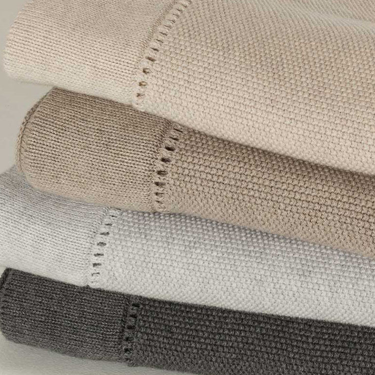 Bemboka Trieste Blankets in Charcoal, Dove, Wheat and Sand.