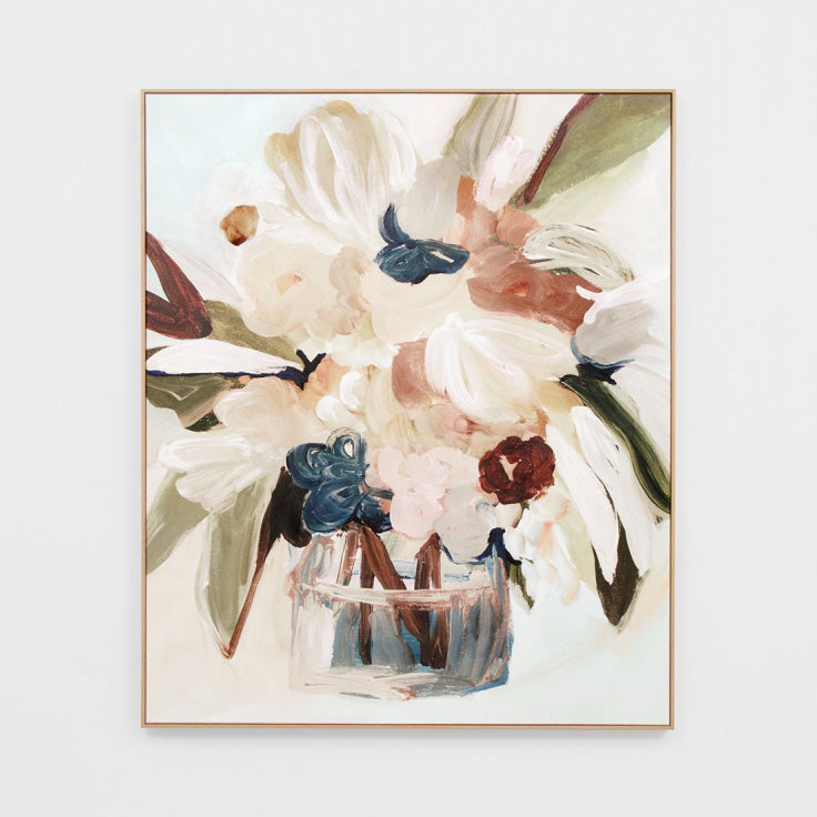 painterly floral artwork printed on stretched canvas