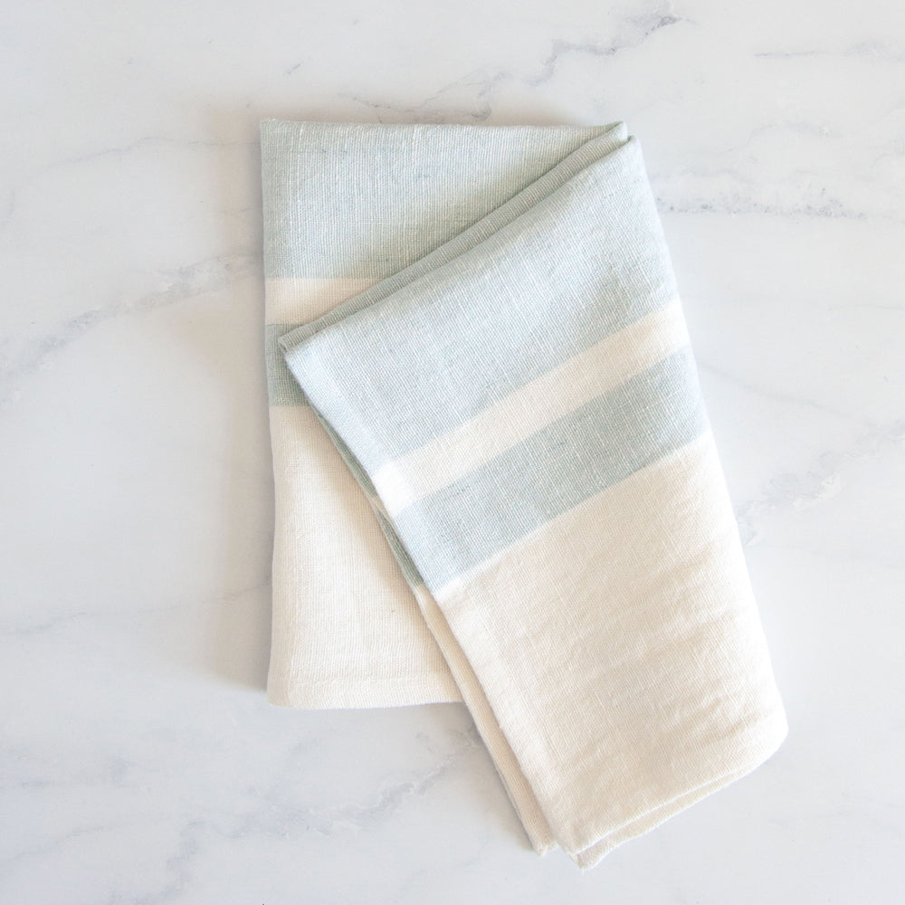 Brollie Stripe Linen Tea Towel Meadow Blue