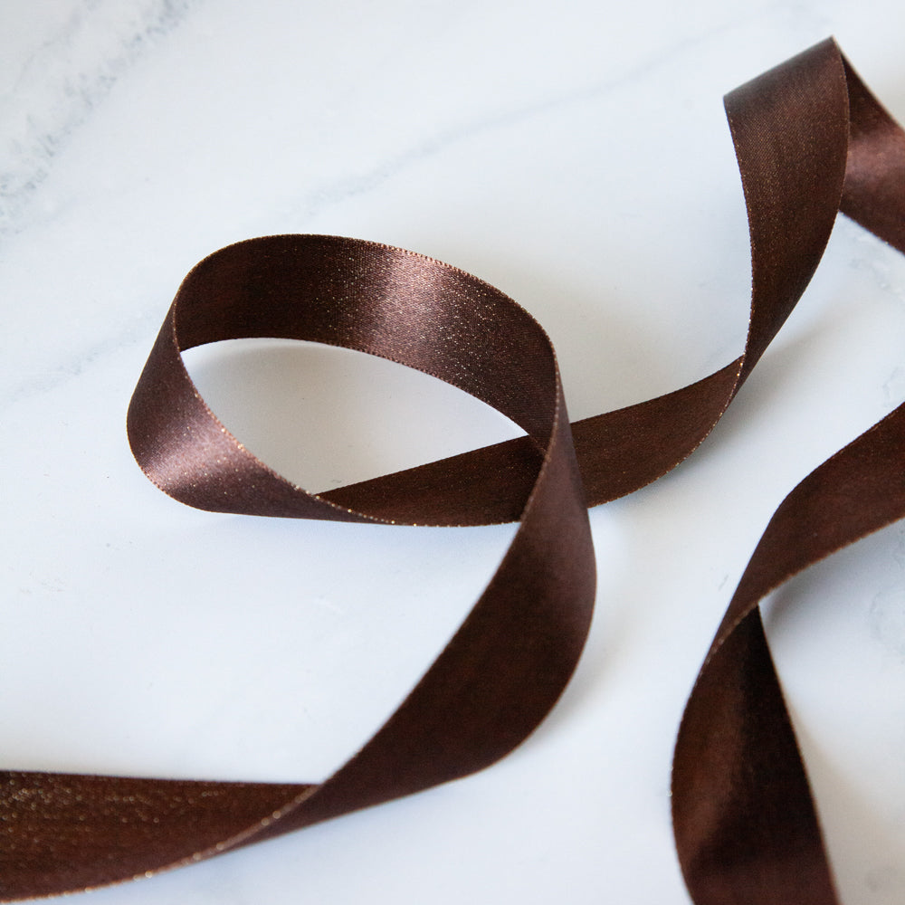 Brown Satin Pearl Ribbon