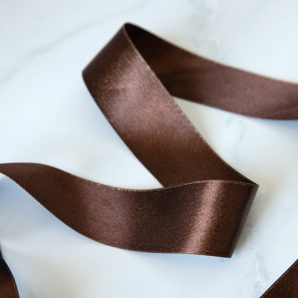 Brown Satin Pearl Ribbon
