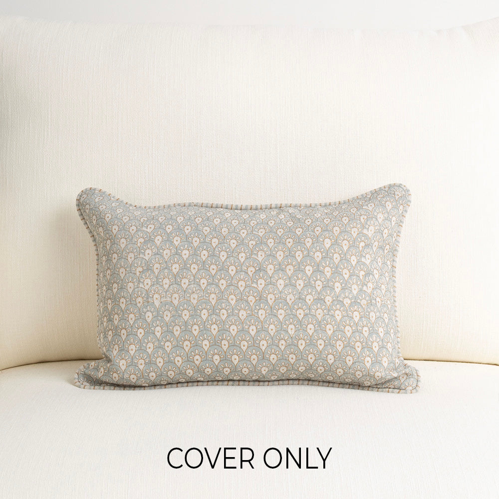 Calico Savile Antique Blue Gold Cushion Cover Only 30x45cm