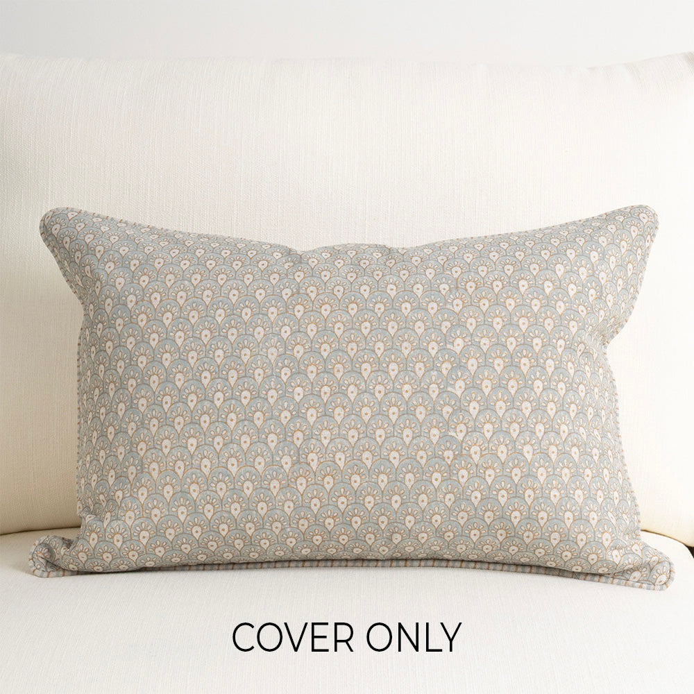 Calico Savile Antique Blue Gold Cushion Cover Only 40x60cm