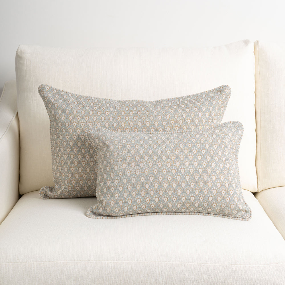 Calico Savile Antique Blue Gold Cushion 30x45cm