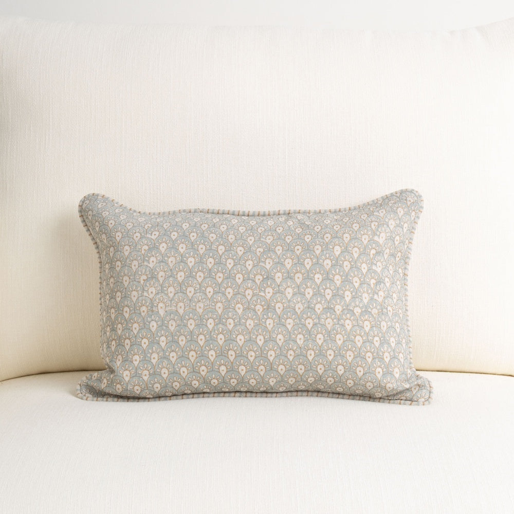 Calico Savile Antique Blue Gold Cushion 30x45cm