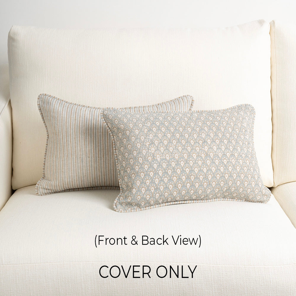 Calico Savile Antique Blue Gold Cushion Cover Only 30x45cm