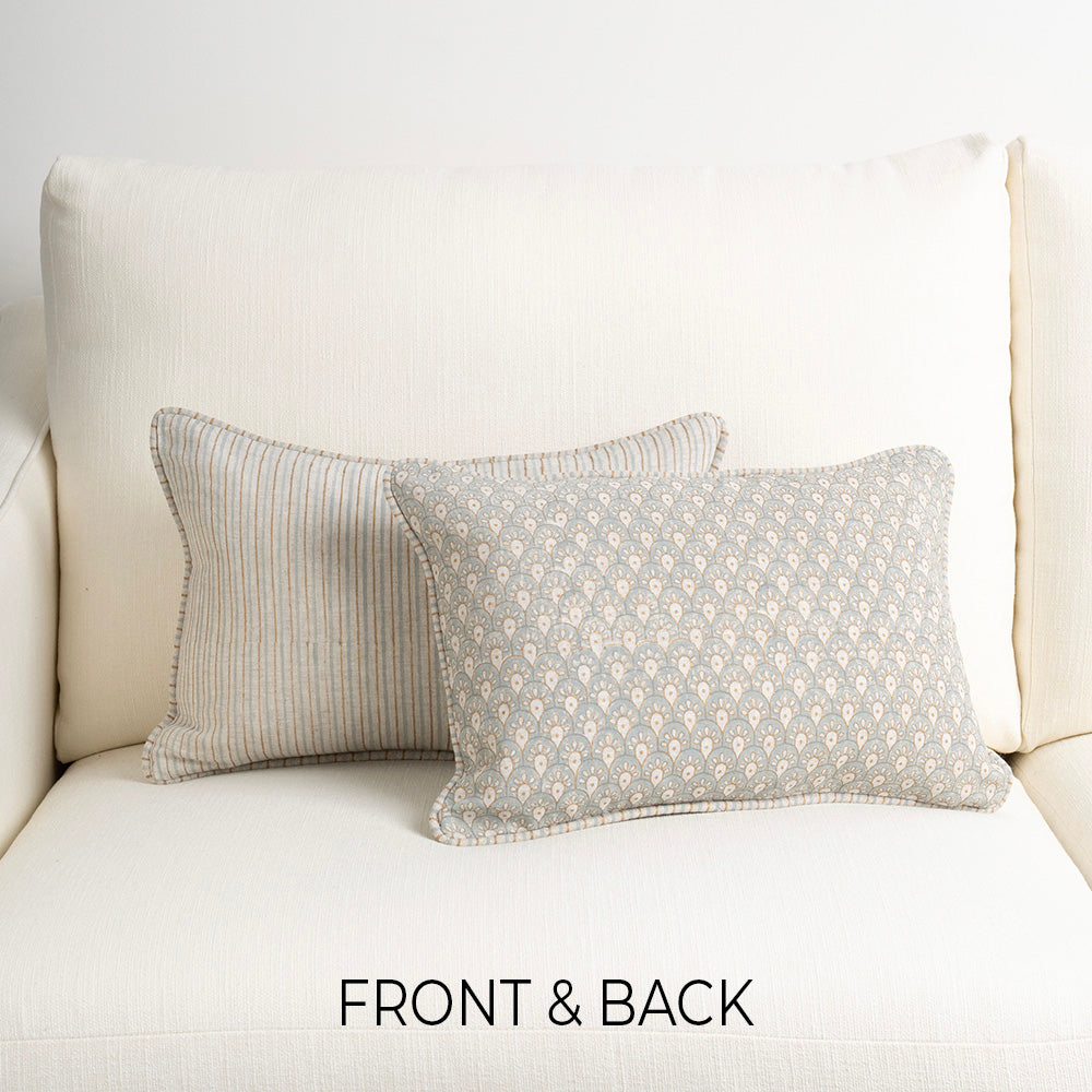 Calico Savile Antique Blue Gold Cushion 30x45cm